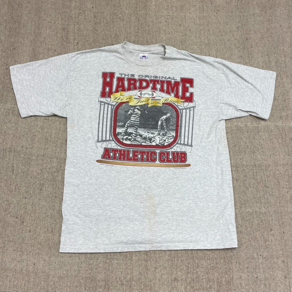 Vintage Hard Time Athletic Club T-Shirt Men XL Gray 1990s Hard Time‎ Apparel